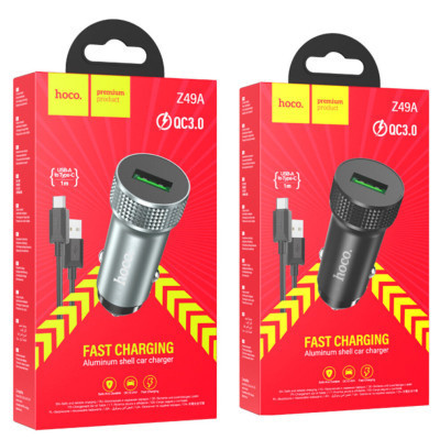 Зарядний пристрій HOCO Z49A Level USB Metal Gray (6931474795731)