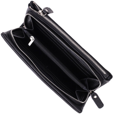 Гаманець ST Leather З натуральної шкіри Чорний (22527)