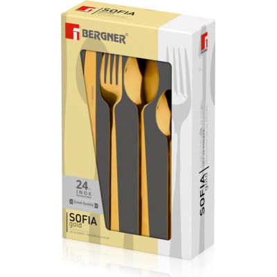 Набір столових приборів Bergner Sofia gold 24 предмета (BG-45143-GD)
