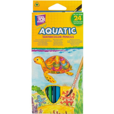 Олівці кольорові Cool For School Aquatic Extra Soft акварельні, з пензлем 24 кольорів (CF15158)