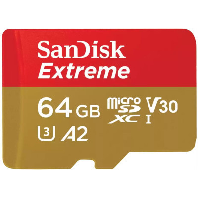 Карта пам&#039;яті SanDisk 64GB microSD class 10 UHS-I U3 V30 Extreme (SDSQXAH-064G-GN6MN)