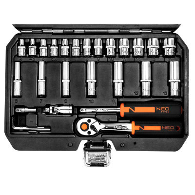 Набір інструментів Neo Tools 73шт, 1/2&quot;, 1/4&quot;, CrV, кейс (10-054)