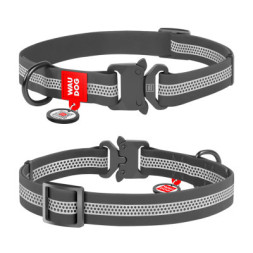 Нашийник для тварин WAUDOG Waterproof з QR металічна пряжка-фастекс Ш 25 мм Д 34-49 см сірий (261011)