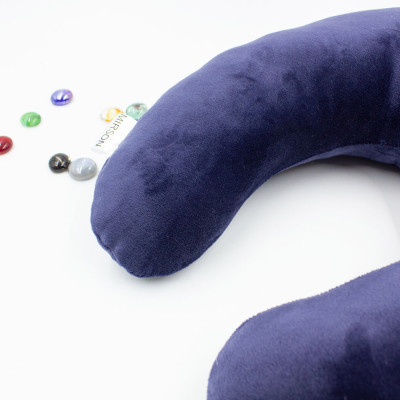 Подушка MirSon для подорожей №8751 Velvet Line 28-0006 Navy blue 50% Memory (2200006348368)