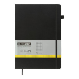 Книга записна Buromax Etalon 210x295 мм 96 аркушів в клітинку обкладинка зі штучної шкіри Чорна (BM.294160-01)