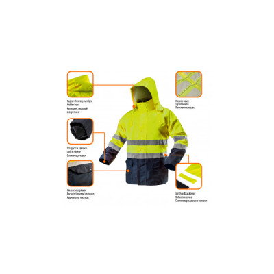 Куртка робоча Neo Tools підвищеної видимості, Oxford 300 D, жовта, р. L (81-720-L)