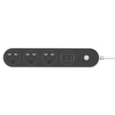 Мережевий фільтр живлення ColorWay CW-CHU33B, 3 розетки/3USB Black 1.8M (CW-CHU33B)