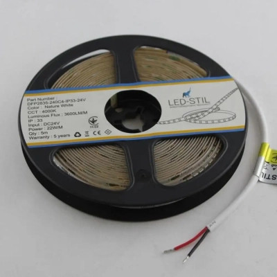 Світлодіодна стрічка LED-STIL 4000K 22 Вт/м 2835 240 діодів IP33 24 Вольта 3600 lm нейтральне світло (DFP2835-240C4-IP33-24V)