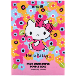 Кольоровий папір Kite А4 неоновий Hello Kitty (10 аркушів/ 5 кольорів) (HK24-252-1)