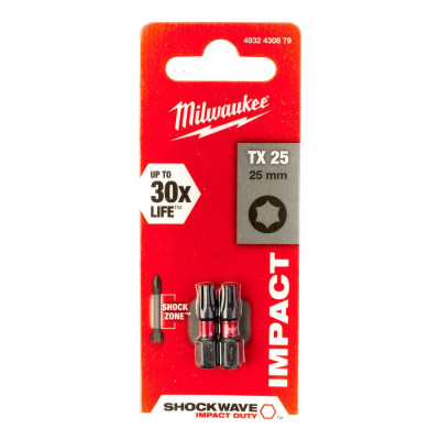 Набір біт Milwaukee SHOCKWAVE, TX25, 25мм, 2шт (4932430879)