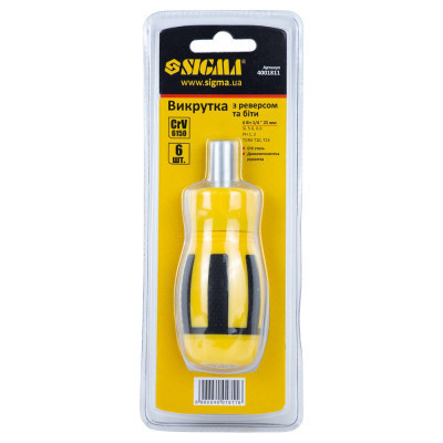 Набір викруток Sigma з реверсом MINI c бітами 6шт CrV (4001811)