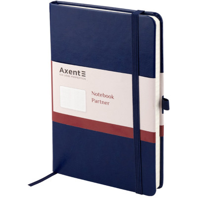 Книга записна Axent Partner Lux , 125x195 мм, 96 аркушів, клітинка, тверда обкладинка, синя (8202-02-A)