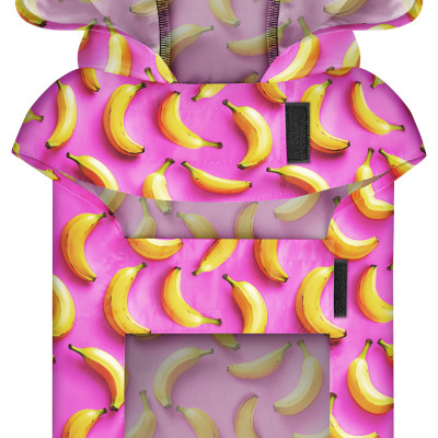 Дощовик для тварин WAUDOG Clothes Накидка з капюшоном Банани на рожевому S (356-4055)
