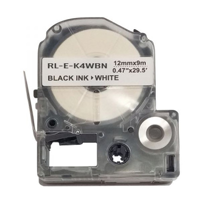Стрічка для принтера етикеток UKRMARK RL-E-K4WBN-BK/WT, аналог LK4WBN. 12 мм х 9 м (900273)