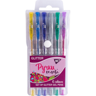 Ручка гелева Yes Glitter набір 6 шт (411702)