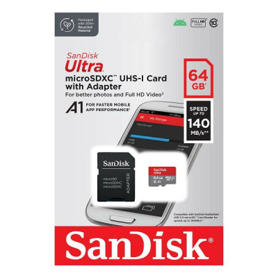 Карта пам&#039;яті SanDisk 64GB microSD class 10 UHS-I Ultra (SDSQUAB-064G-GN6MA)