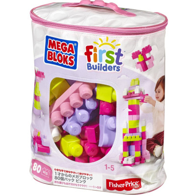 Конструктор Mega Bloks рожевий у мішку 80 деталей (DCH62)