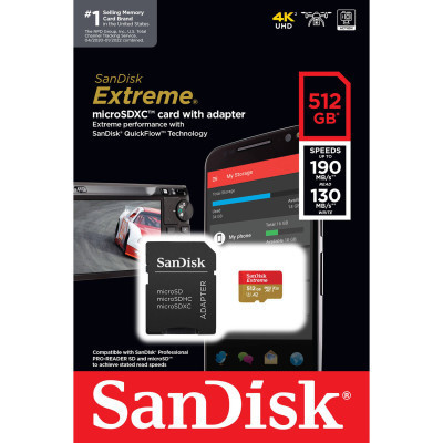 Карта пам&#039;яті SanDisk 512GB microSD class 10 UHS-I U3 V30 Extreme (SDSQXAV-512G-GN6MA)