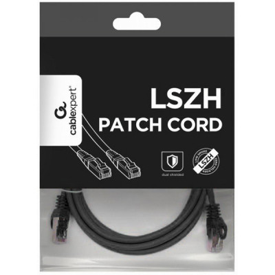 Патч-корд 1м S/FTP Cat 6A CU LSZH black Cablexpert (PP6A-LSZHCU-BK-1M)