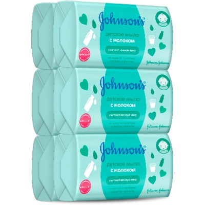 Дитяче мило Johnson’s baby з молоком 90 г х 6 шт. (3574661642826)