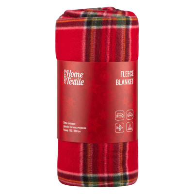 Плед Ardesto Christmas Fleece 130x160см, 100% поліестер, клітинка, червоний (ART0717PB)