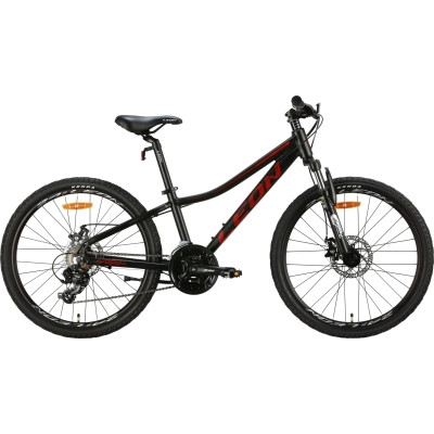 Велосипед Leon 24&quot; Junior AM DD рама-12&quot; Al чорний з червоним 2024 (OPS-LN-24-092)