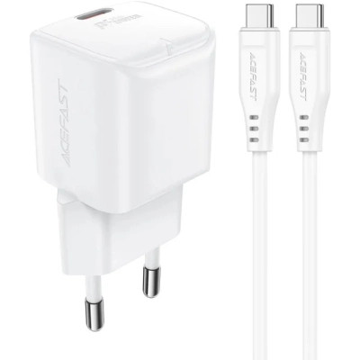 Зарядний пристрій Acefast USB-C 20W Gan A73 mini + USB-C cable Fast Charger White (6974316282655)