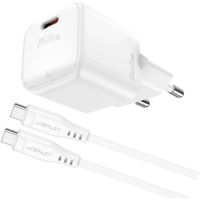 Зарядний пристрій Acefast USB-C 20W Gan A73 mini + USB-C cable Fast Charger White (6974316282655)