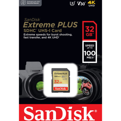 Карта пам&#039;яті SanDisk 32GB SDXC class 10 Extreme PLUS (SDSDXWT-032G-GNCIN)