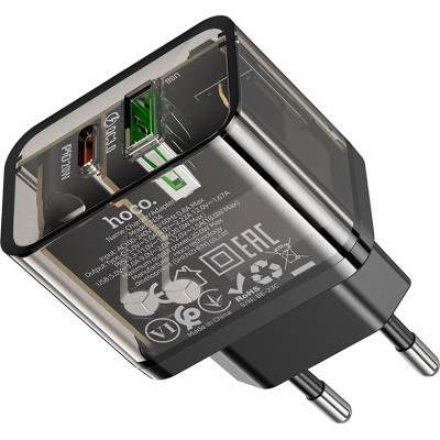 Зарядний пристрій HOCO N34 Dazzling dual-port Black (6931474799166)