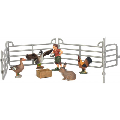 Фігурка Kids Team набір Ферма фермерка, качка, гусак, півень, кролик (Q9899-X14_3)