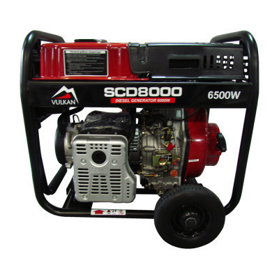Генератор Vulkan SCD8000 дизель 1ф 6,5kW ел.старт, 18л, колеса (SCD8000)
