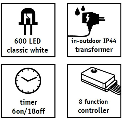 Гірлянда Luca Lighting кластер, срібна струна, 20 м, теплий білий (8718861852684)