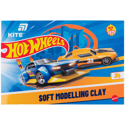 Пластилін Kite Hot Wheels восковий, 24 кольори, 480 г (HW25-089)