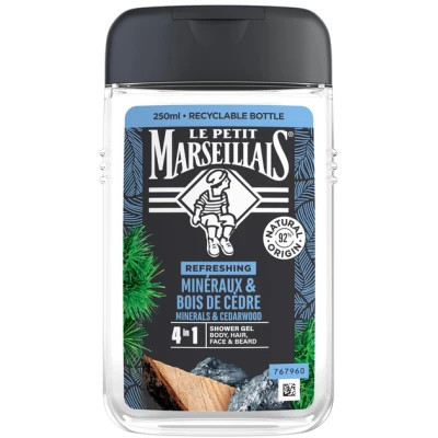 Гель для душу Le Petit Marseillais Кедр та Мінерали 4 в 1 250 мл (3574661190365/3574661714516)