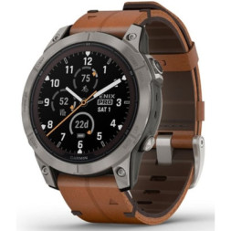 Смарт-годинник Garmin fenix 7 Pro Saph Solar, Ti w/Chestnut Lthr Band, Excl, GPS (010-02777-30)