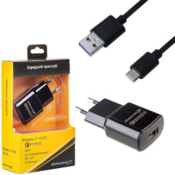 Зарядний пристрій Grand-X Quick Charge QС3.0, + cable USB -&gt; Type C 1m (CH-550TC)