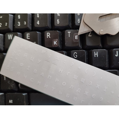 Наклейка на клавіатуру BestKey мініатюрна прозора, 56, білий (BKm3WhTr)