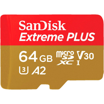 Карта пам&#039;яті SanDisk 64GB microSD class 10 V30 Extreme PLUS (SDSQXBU-064G-GN6MA)