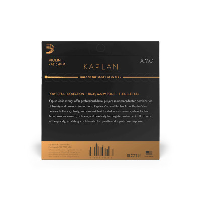 Струни для скрипки D&#039;Addario Kaplan Amo Violin String Set 4/4 Scale Medium Tension (KA310 4/4M)