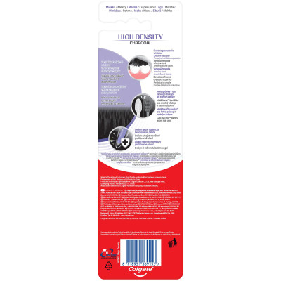 Зубна щітка Colgate High Density Charcoal м&#039;яка 2 шт. (8718951369153)