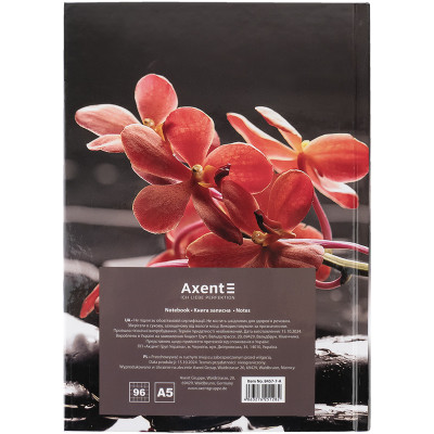 Книга записна Axent R&amp;B Flower А5, 96 аркушів, клітинка, тверда обкладинка (8457-7-A)
