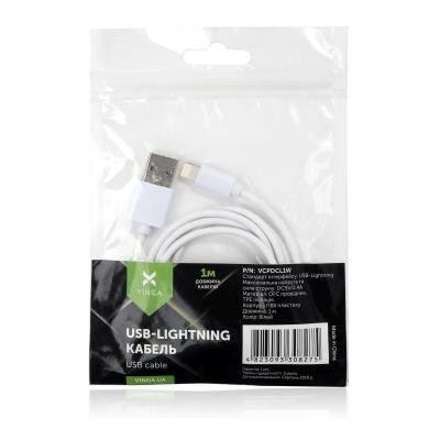 Дата кабель USB 2.0 AM to Lightning PVC 1m white Vinga (VCPDCL1W)