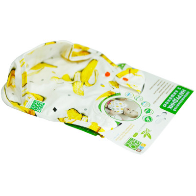 Слинявчик Еко Пупс Eco Cotton Premium 2 непромокаючий з кишенею Банани (EPB-009)