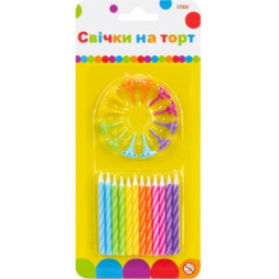 Свічка Maxi 24 шт на торт; 12 підставок для свічок (MX620100.C09)