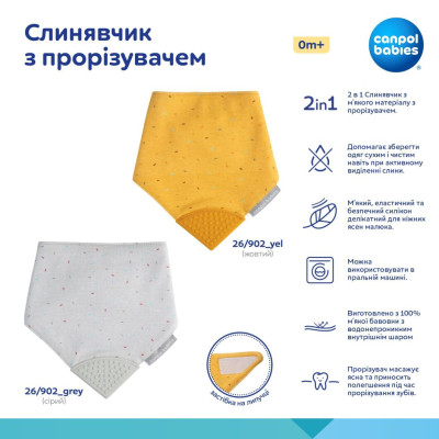 Слинявчик Canpol babies з прорізувачем - жовтий (26/902_yel)