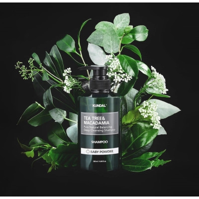 Шампунь Kundal Tea Tree &amp; Macadamia Deep Cleansing Shampoo Baby Powder 500 мл (8809693252787)