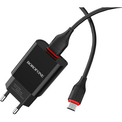 Зарядний пристрій BOROFONE BA20A Sharp single port charger set (Micro) Black (BA20AMB)