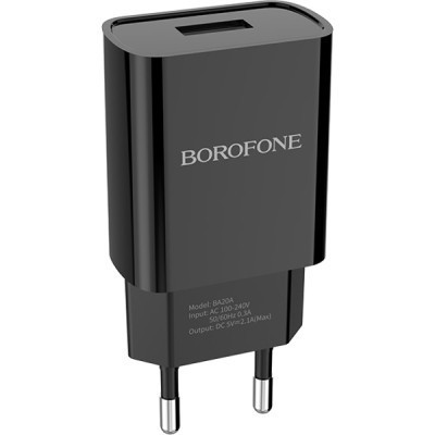 Зарядний пристрій BOROFONE BA20A Sharp single port charger set (Micro) Black (BA20AMB)