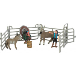 Фігурка Kids Team набір Ферма фермерка, індик, віслюк, ослик, ослятко (Q9899-X20_4)